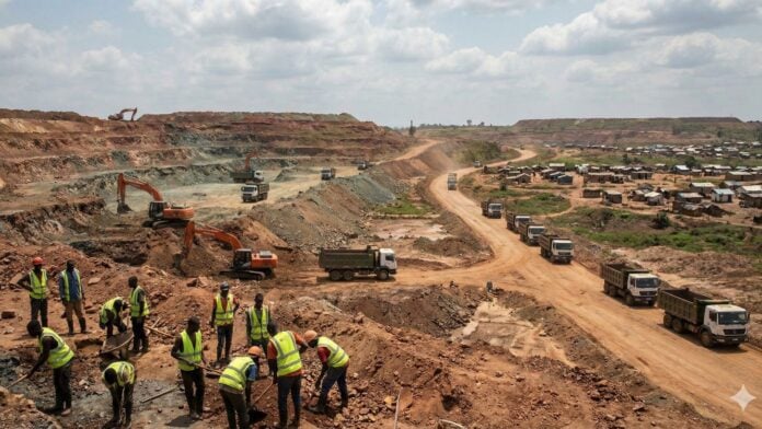 Illustration mine à ciel ouvert