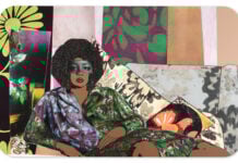 Paris : Mickalene Thomas expose l’éclat souverain de la beauté noire au Grand Palais Mickalene Thomas, Afro Goddess Looking Forward, 2015