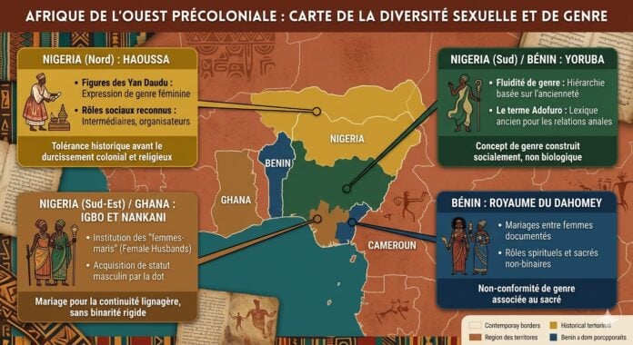 Carte de la diversité sexuelle et de genre en Afrique de l'Ouest précoloniale
