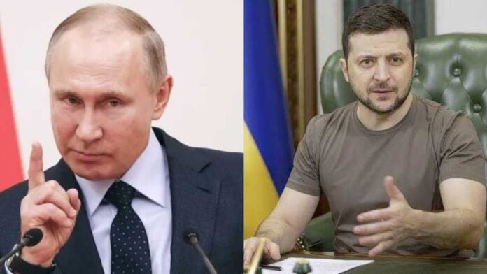 Vladimir Poutine et Volodymyr Zelensky