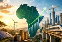 Assemblées de Brazzaville : la BAD face au paradoxe africain des milliards mobilisés, des milliers de milliards manquants Carte de l’Afrique illustrant la croissance économique, les investissements, les infrastructures et les énergies renouvelables.