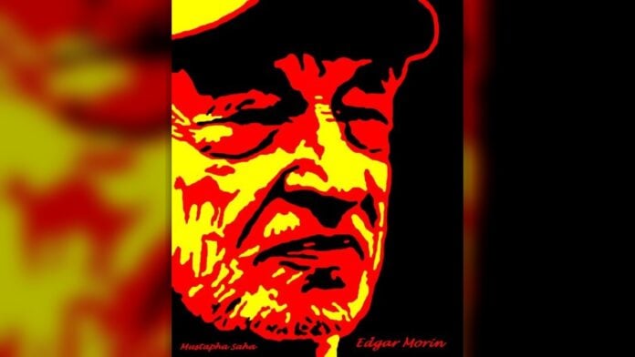 Edgar Morin peinture sur toile de Mustappha Saha