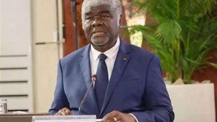 Le 1er  Ministre ivoirien Robert Beugré Mambé lors de son discours du 1er mai 2026