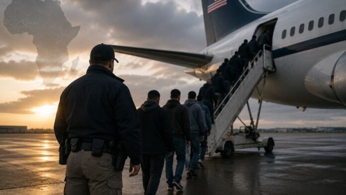 Etats-Unis-expulsion-Iraniens-vers-la-Republique-centrafricaine Illustration d'un projet américain de transfert de ressortissants iraniens vers la République centrafricaine dans le cadre d'accords d'expulsion vers des pays tiers.