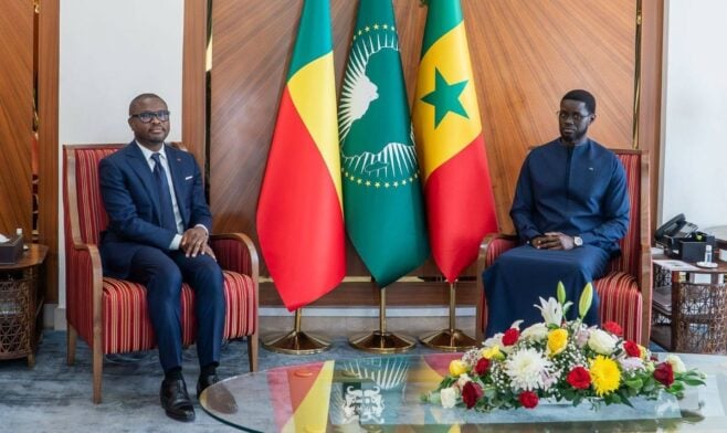 Romuald Wadagni et Bassirou Diomaye Faye, à Dakar, ce 9 juin 2026