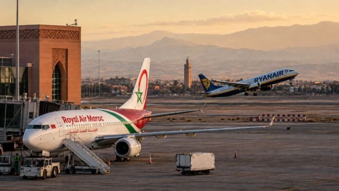 Ryanair décolle alors que la RAM reste au sol Royal Air Maroc et Ryanair à l’aéroport de Marrakech face à la crise du kérosène
