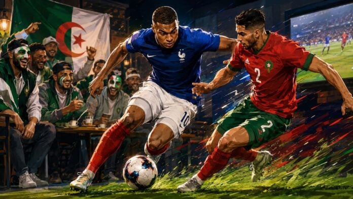 France-Maroc : pourquoi tant d’Algériens soutiennent les Bleus Pour une partie du public algérien, le quart de finale France-Maroc dépasse le terrain et devient aussi un enjeu de rivalité maghrébine.