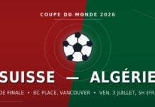Suisse-Algérie : le match que les Fennecs n’ont jamais su gagner en 44 ans de Coupe du monde Affiche du seizième de finale Suisse-Algérie au Mondial 2026, BC Place de Vancouver