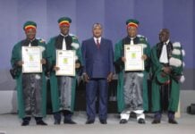 Congo-Brazzaville : Macky Sall, Mahamadou Issoufou et Umaro Sissoco Embaló élevés au rang de Docteurs Honoris causa Les trois anciens chef d'Etat aux côtés de Denis Sassou N'Guesso, ce jeudi 13 août 2026