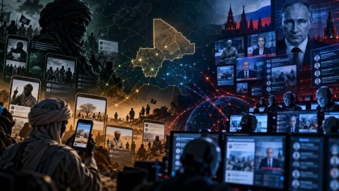 Mali : JNIM, FLA, Russie… l’IA ouvre une nouvelle guerre de l’information Montage techno-politique assisté par IA sur les influences numériques russes au Sahel