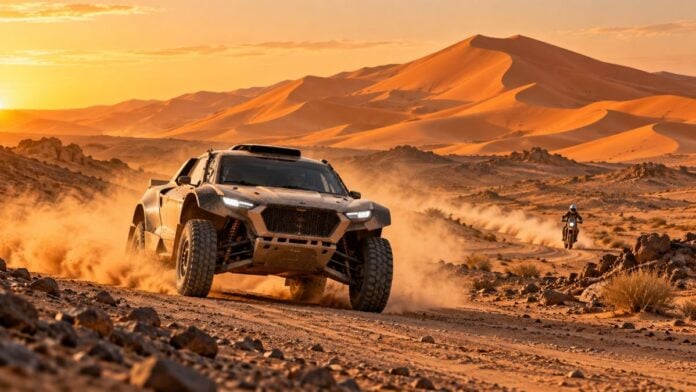 Le retour envisagé du Dakar au Maroc en 2027. Illustration générée par IA