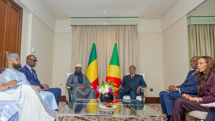 Les Présidents Assimi Goïta, Denis Sassou N'Guesso, et les membres de leur délégation respective, ce 27 octobre 2026 à Moscou Les Présidents Assimi Goïta, Denis Sassou N'Guesso, et les membres de leur délégation respective, ce 27 octobre 2026 à Moscou