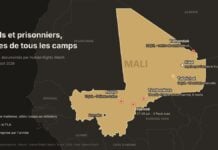 Mali : HRW accuse l’armée de frapper des civils, le JNIM refuse de punir l’exécution de prisonniers carte originale du Mali qui situe les incidents documentés par HRW